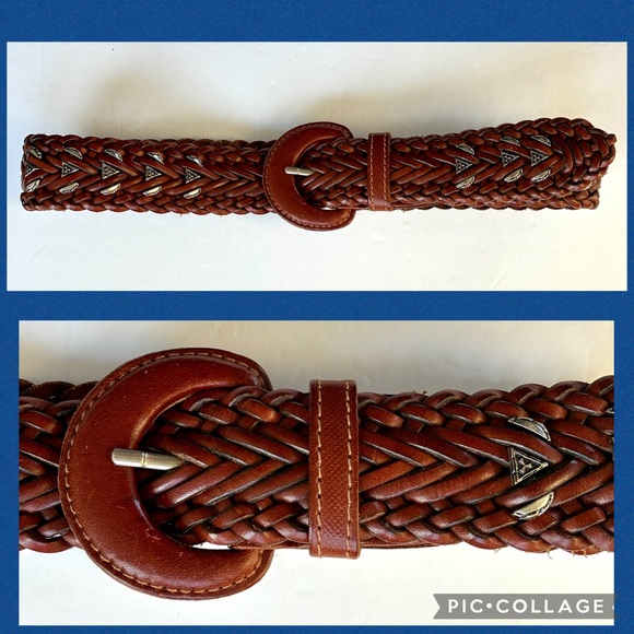 GEOMO Fashions Braided Leather Belt with Silver Accents main image 5